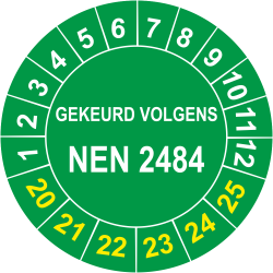 Keuringsstickers met NEN 2484 opdruk (groen)