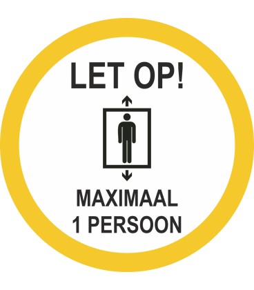 Maximaal 1 persoon in de lift (rond) sticker