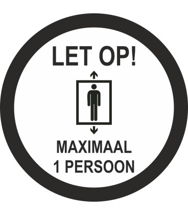 Maximaal 1 persoon in de lift (rond) sticker