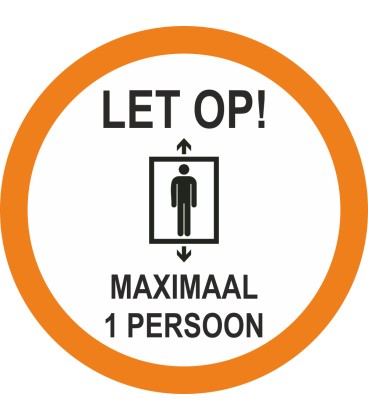 Maximaal 1 persoon in de lift (rond) sticker
