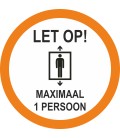 Maximaal 1 persoon in de lift (rond) sticker