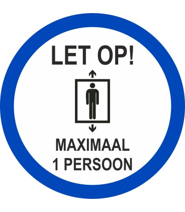 Maximaal 1 persoon in de lift (rond) sticker