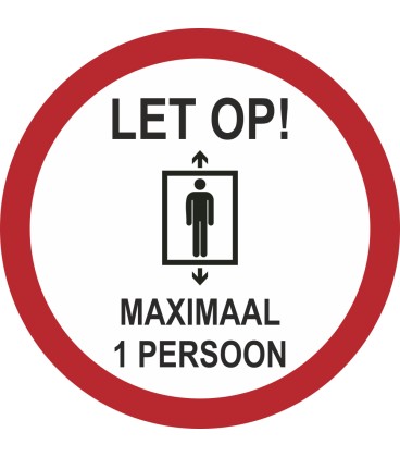 Maximaal 1 persoon in de lift (rond) sticker