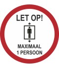 Vloersticker maximaal 1 persoon in de lift (rond)