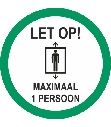 Maximaal 1 persoon in de lift (rond) sticker