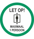 Maximaal 1 persoon in de lift (rond) sticker