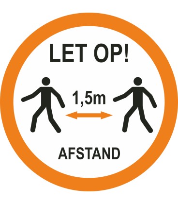 1,5 meter afstand houden bij lopen (rond) sticker
