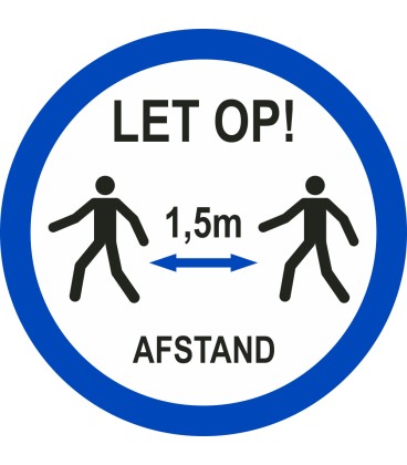 1,5 meter afstand houden bij lopen (rond) sticker