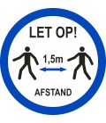 1,5 meter afstand houden bij lopen (rond) sticker