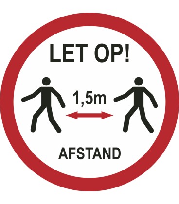 1,5 meter afstand houden bij lopen (rond) sticker
