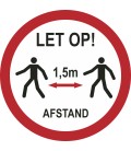 1,5 meter afstand houden bij lopen (rond) vloersticker