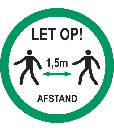 1,5 meter afstand houden bij lopen (rond) sticker