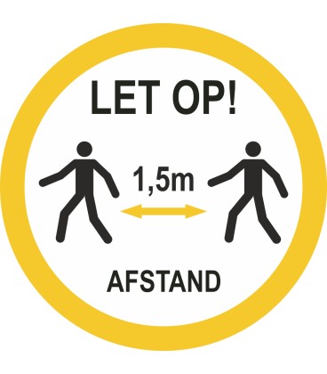 1,5 meter afstand houden bij lopen (rond) sticker