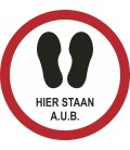 Vloersticker Hier staan a.u.b. (rond)