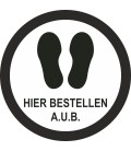 Hier bestellen a.u.b. (rond) sticker