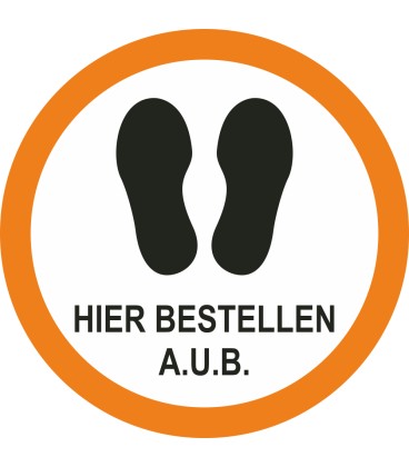 Hier bestellen a.u.b. (rond) sticker