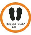 Hier bestellen a.u.b. (rond) sticker