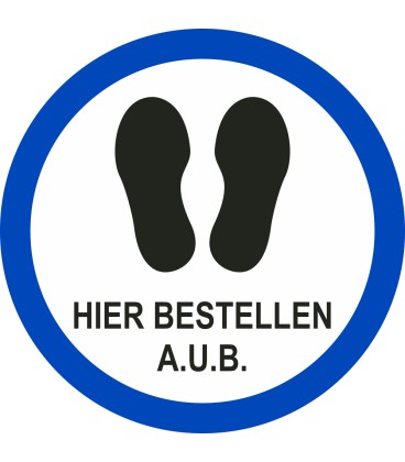 Hier bestellen a.u.b. (rond) sticker