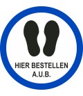 Hier bestellen a.u.b. (rond) sticker