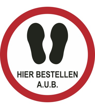 Hier bestellen a.u.b. (rond) sticker