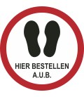 Vloersticker hier bestellen a.u.b. (rond)