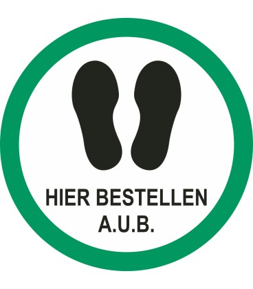 Hier bestellen a.u.b. (rond) sticker
