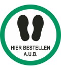 Hier bestellen a.u.b. (rond) sticker