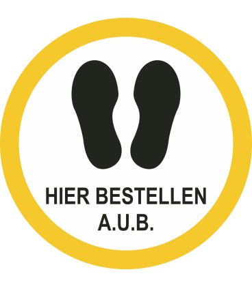 Hier bestellen a.u.b. (rond) sticker