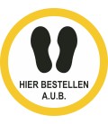 Hier bestellen a.u.b. (rond) sticker